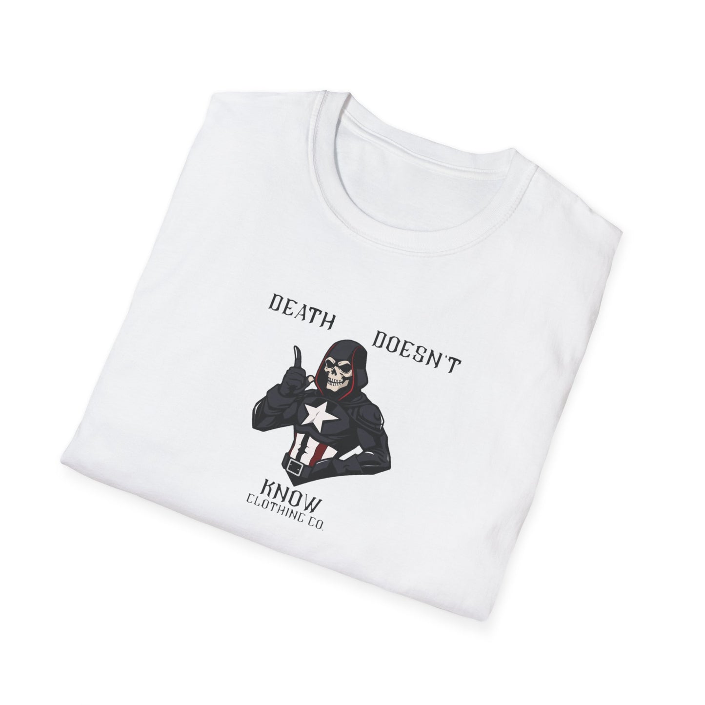 Death Loves America Graphic T-Shirt, Unisex Softstyle Tee, Casual Wear, Death-Themed Shirt, Gothic Aesthetic Fashion
